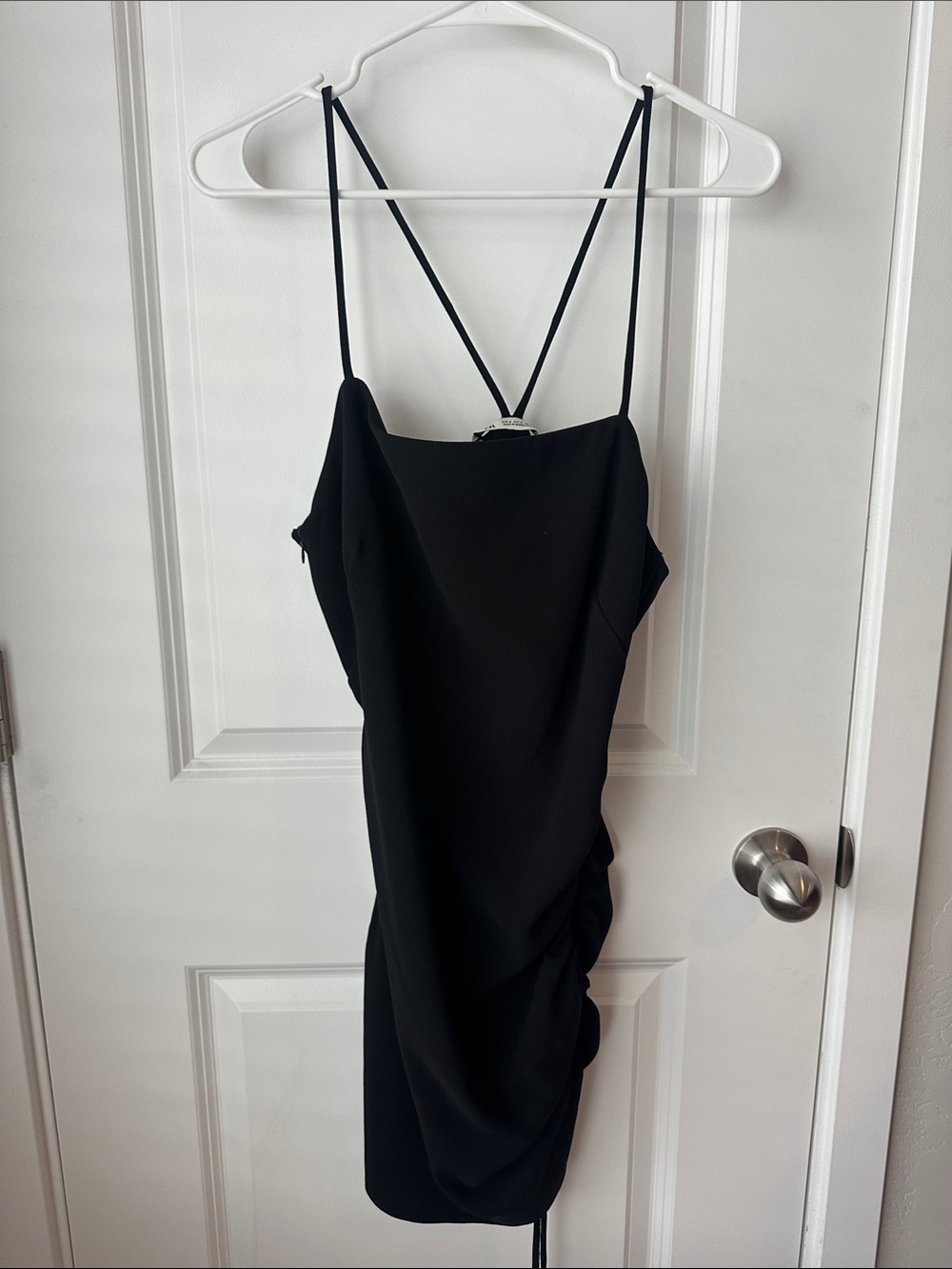 Zara Black Mini Slip Dress with Spaghetti Straps